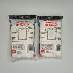 Lot Of 2 New 1987 2-Packs White Hanes Men’s Crewneck T-Shirts Extra Large Cotton