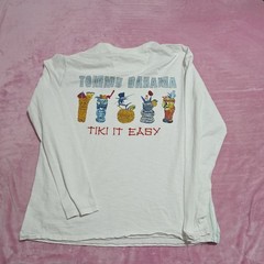 Tommy Bahama Men’s White Cotton Knit Crew Neck Long Sleeve Tiki Graphic Tee S/P