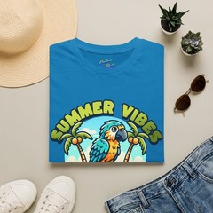 Summer Vibes Parrot T-Shirt | Tropical Palm Beach Graphic