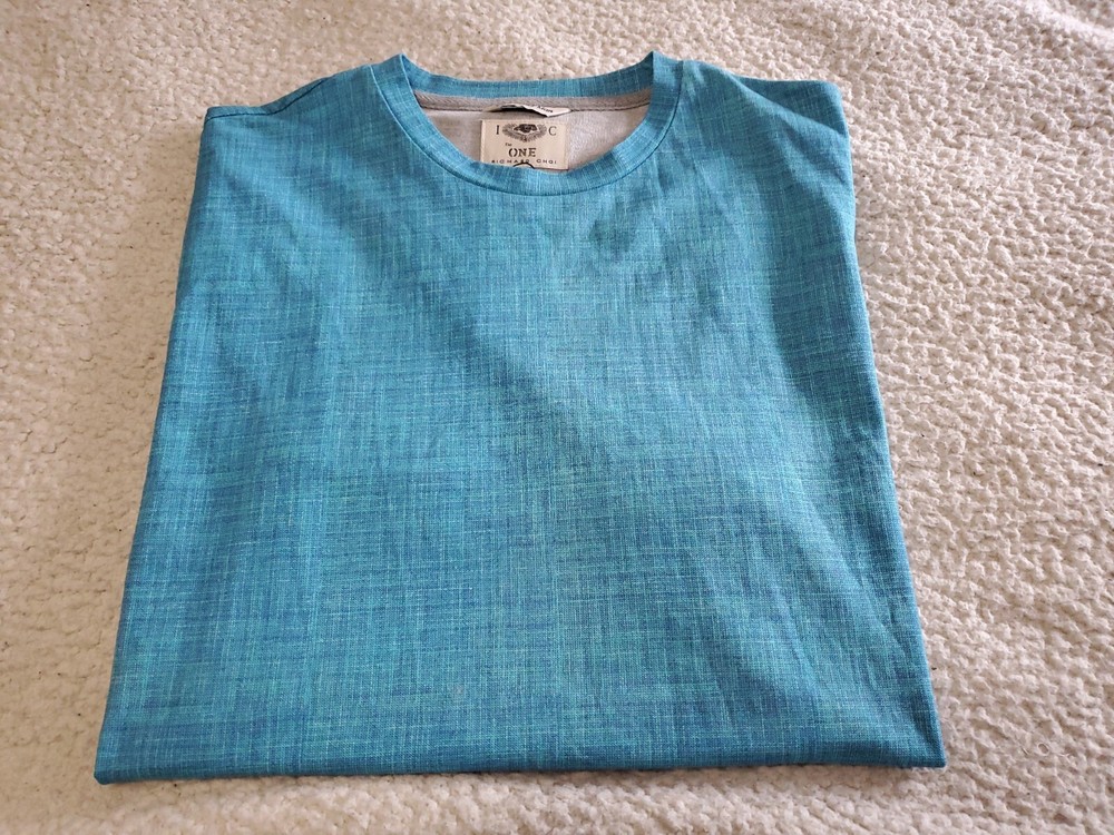 RICHARD CHOI The One NEW Crew Neck Digital Print Aqua S/S TShirt SZ XL