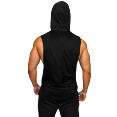 Men Sleeveless Hooded Tank Top Cotton Breathable Gym Fitness Bodybuilding