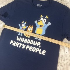 Bluey Whaddup Party People Graphic Shirt Mens Large Bingo Dad Mom Disney 307