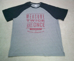 Duluth Trading Co T Shirt Mens XL Extra Large Gray Measure Twice Cut Once