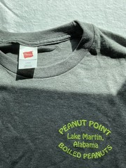 Hanes Peanut Point Lake Martin Alabama Logo Graphic Print Crew T-Shirt Men L/G