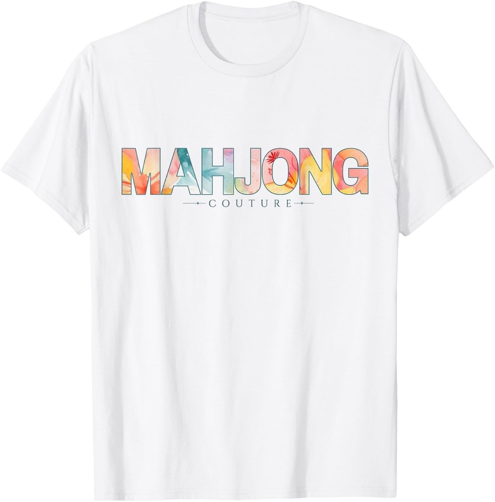 Watercolor Mahjong Floral Lettering Unisex T-Shirt