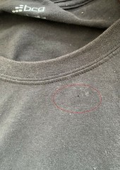 BCG solid black casual cotton short sleeve crew neck T-shirt, size 2XL-TINY HOLE