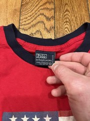 Vintage Polo Ralph Lauren American Flag Shirt Red Ringer T-Shirt VTG XXL 2XL
