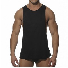 Gym Men Sexy Tank tops fitness Longline Sleeveless vest Shirt Armhole Drop Hem