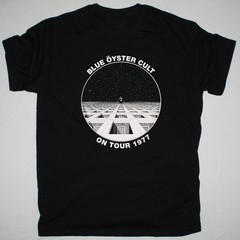 Vtg Blue Oyster Cult Band ON TOUR 1977 Cotton Black S-5XL Unisex Shirt JU258