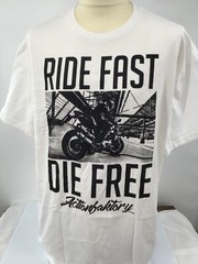 “Ride Fast Die Free” Action Faktory Motocross Tees, Graphics w/ Dirt Bikes, New