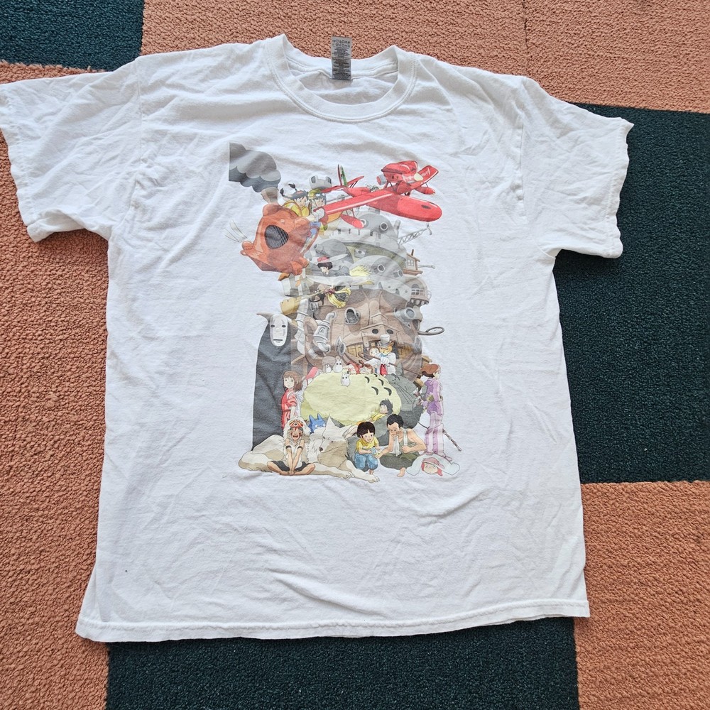 Hayao Miyazaki Studio Ghibli Totoro Adult T-Shirt Graphic Large White Z3a