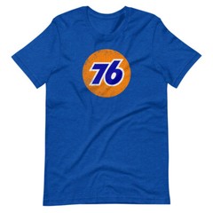 76 Oil Vintage Style Gas Graphic Tee Royal Heather Short-Sleeve Unisex T-Shirt