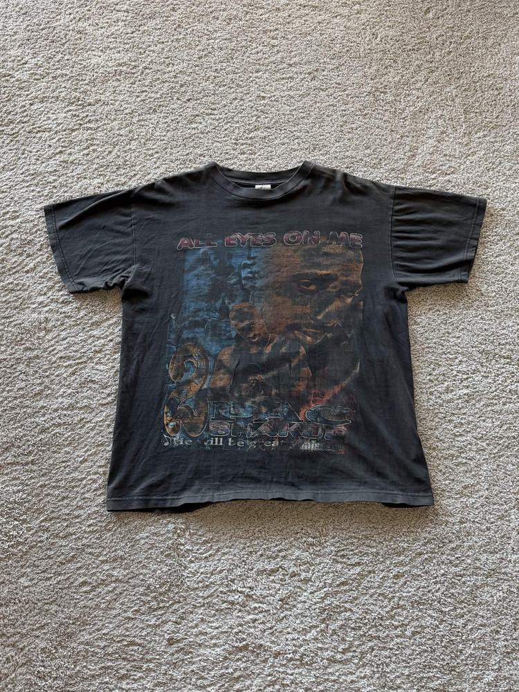 Vintage 90s 2Pac Tupac All Eyes On Me Against The World Rap T Shirt Size XL Fade