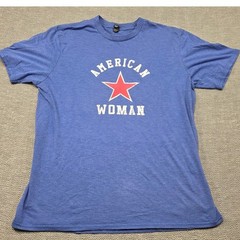 District American Woman Red Star Graphic Tee Heather Blue Tri-Blend XL Mens