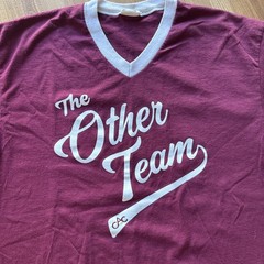 Closets are for Clothes The Other Team Maroon Raglan Sleeve Shirt Retro Sz L