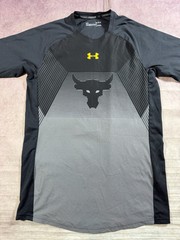 Under Armour Shirt Mens Medium Fitted Project Rock 3/4 Sleeve Workout Gym Train