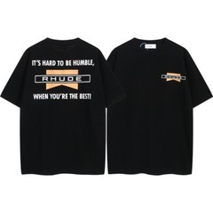 46Style RHUDE High Quality 100% Cotton Short Sleeve Men Women Polo T-Shirt S-2XL