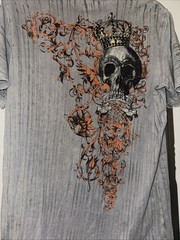 Rare Vintage Express Y2K Size Small Distressed Skull Bejeweled T-Shirt