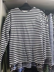 Black-White Sleeve Ukrainian Telnyashka Military Striped Cotton , Size L