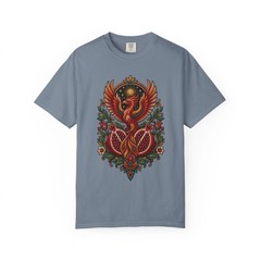 Embroidered Pomegranate Phoenix T-Shirt Graphic