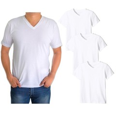 Classic Men’s White Short Sleeve Undershirts V Neck T Shirt – Multi & Bulk Wh…