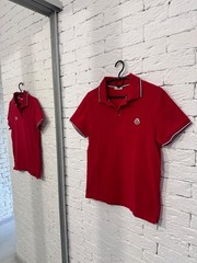 Moncler Polo Shirt Red Men’s XS (Tagged S) Maglia Manica Corta Logo Slim Fit