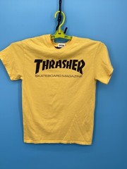 Thrasher Magazine Shirt Mens Small Yellow Skater Short Sleeve Logo Cali Official