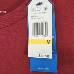 *NEW* Nautica Red Graphic Long-Sleeve Shirt Nautical Beach Travel, size Medium