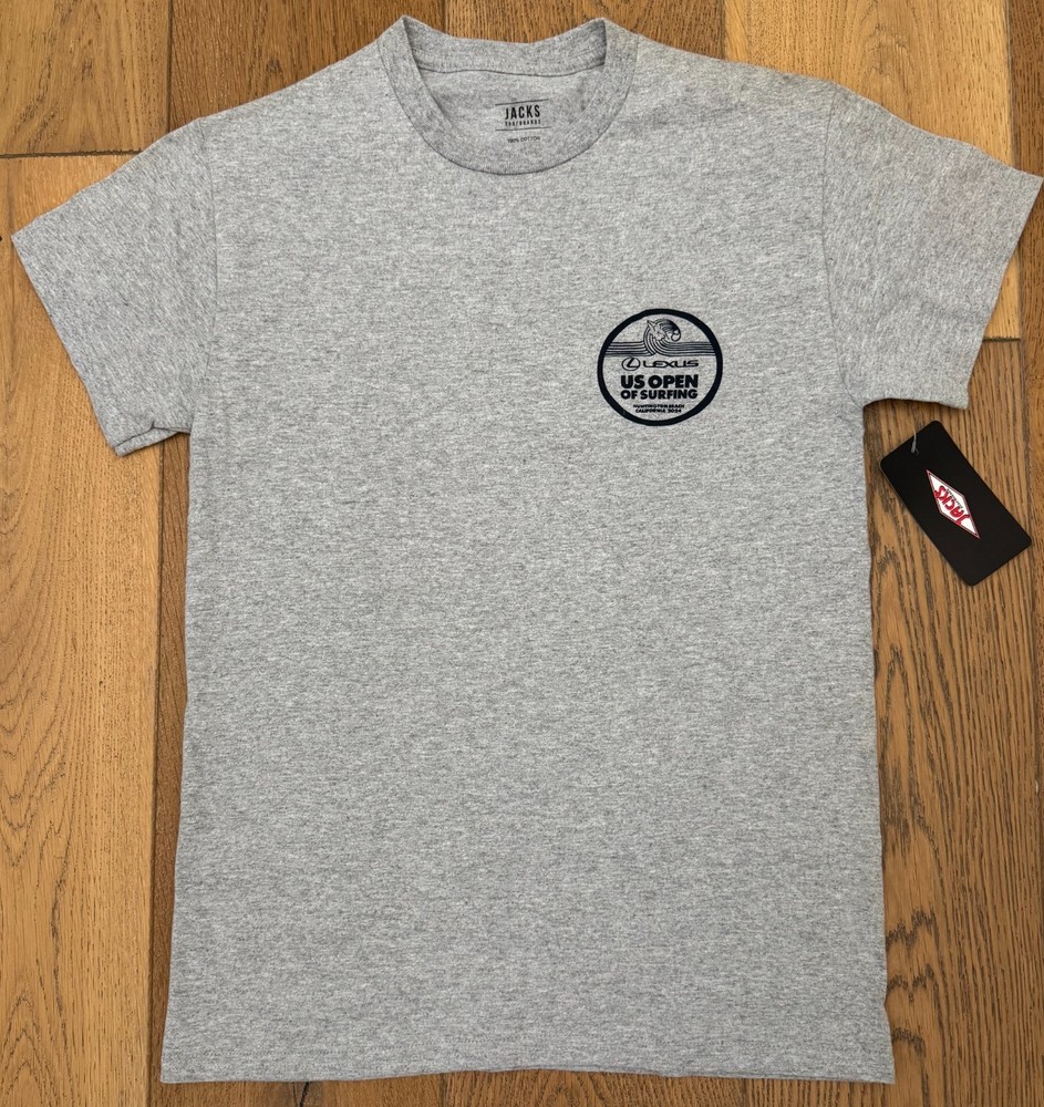 US OPEN OF SURFING 2024 HUNTINGTON BEACH Men’s Small Gray 100% Cotton Shirt New