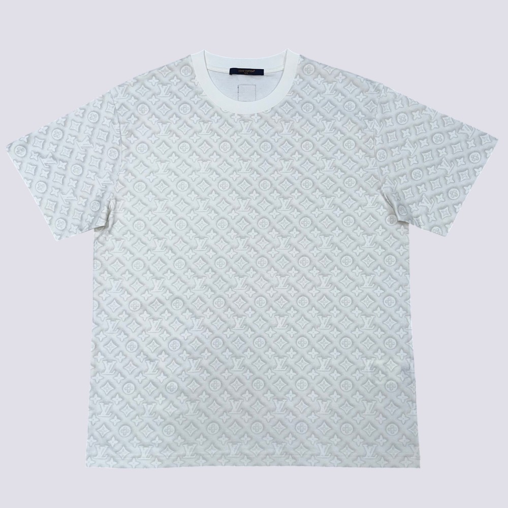 Louis Vuitton LV Monogram Logo Short Sleeve Cotton Crewneck T-Shirt White Size L