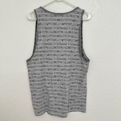 Penshoppe Mens Gray Tribal Leaf Print Tank Top Chest Pocket Size M Sleeveless