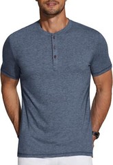 Men’s Short Sleeve Henley Shirt Casual Summer Tee Lightweight Breathable Solid T