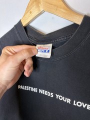 Vintage 90s Palestine Needs Your Love T Shirt Black Hanes Beefy Sz XL