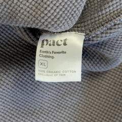 Pact Shirt Mens XL Gray Waffle Knit Long Sleeve Thermal Organic Cotton Crewneck