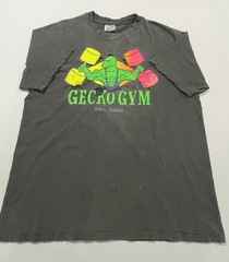 Vintage Gecko Gym Shirt XL Black Faded Trashed Maui Hawaii Beach Body Work Out