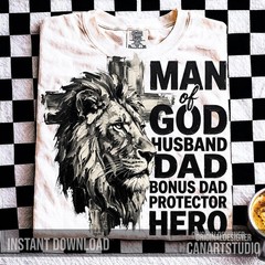 Man Of God Lion Gidan Tee Christian Father Religious Gift