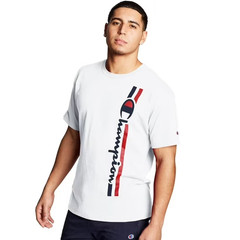 Champion Men’s Athletics Classic Jersey Tee, Vertical Logo White S