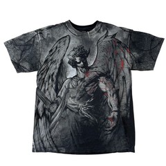 MMA Elite Fallen Angel Reaper Graphic T Shirt Mens M Goth Emo Y2K Skater Black