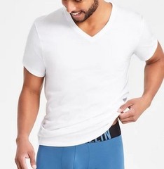 3 GENUINE CALVIN KLEIN SIZE 2XL 100% COTTON T-SHIRTS BLACK WHITE GRAY V NECK