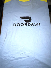 DoorDash Front & Back Food Delivery Driver SKY BLUE Short Sleeve 2XL Shirt *RARE