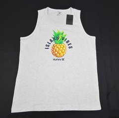 Hurley Men’s The One & Only Graphic Tank Top Island Vibes Pineapple Tank -gray