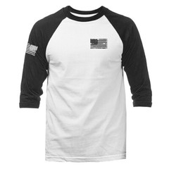 US Flag Crest USA American Pride Patriot Patriotic 3/4 Sleeve Raglan