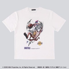 ONE PIECE × NBA T-Shirts Luffy x Los Angeles Lakers BLACK、White