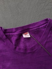 Vintage 1980s Hanes Purple Cotton Crewneck T-shirt Dyed Faded USA Made M