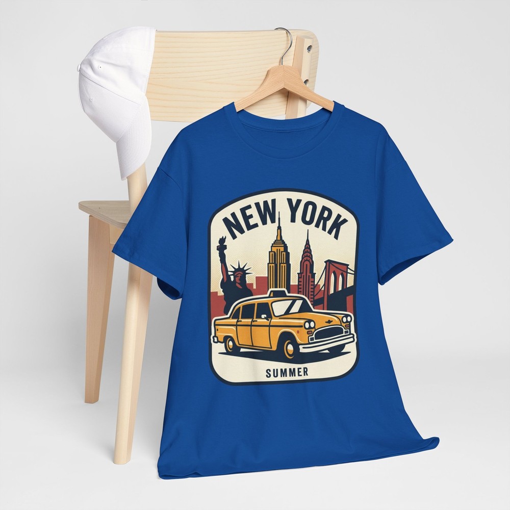 New York Taxi Badge Tee | NYC skyline, Statue of Liberty, Brooklyn 100% cotton