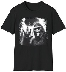 Funny Bigfoot Alien Abduction T-Shirt: Cryptid UFO Tee