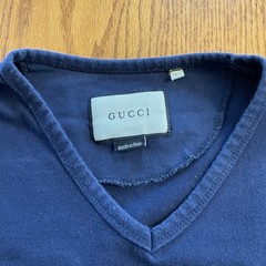GUCCI Navy Blue L’aveugle Bee Patch Cotton Jersey T-Shirt Women’s Size Large