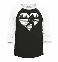 shop4ever Bigfoot Heart Love Sasquatch Raglan Baseball Valentine Shirts