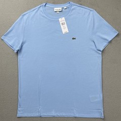 Lacoste T-Shirt Regular Fit Men’s L Solid Light Blue Cotton Logo Crew Neck NWT