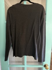 Armani Exchange AX Men’s Size L Gray Shirt Long Sleeve Leather Logo Print Top